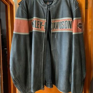 Distressed Harley Davidson leather Jacket 4xl